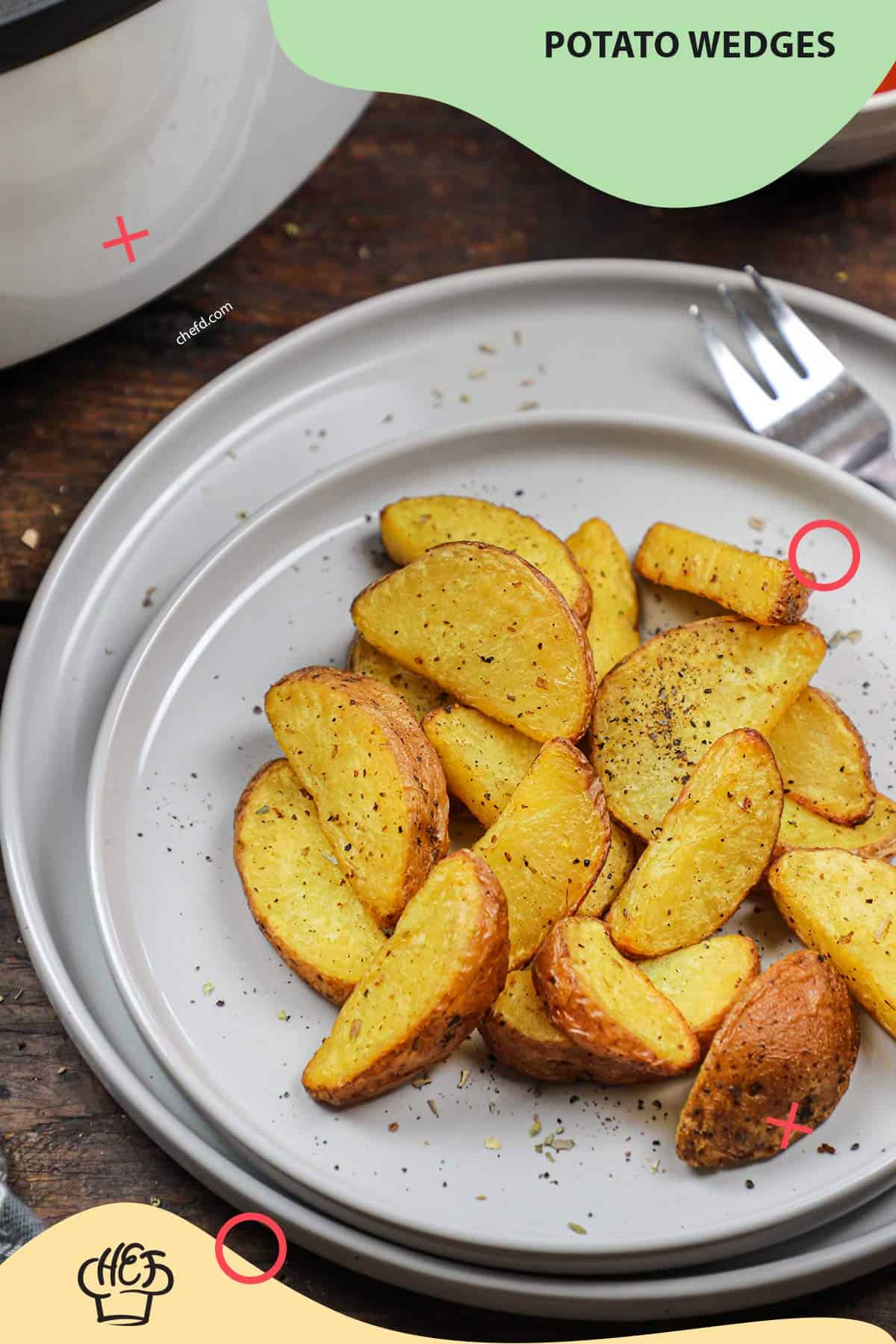 Image of Air Fryer potato wedges.