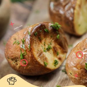 Image of potatoes with dill and olive oil.