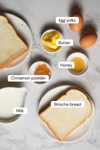 Image with Brioche French Toast ingredients.