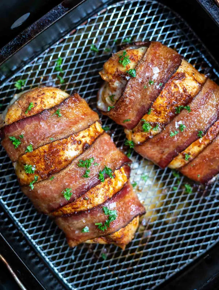 Image with AIR FRYER BACON WRAPPED CHICKEN BREAST.