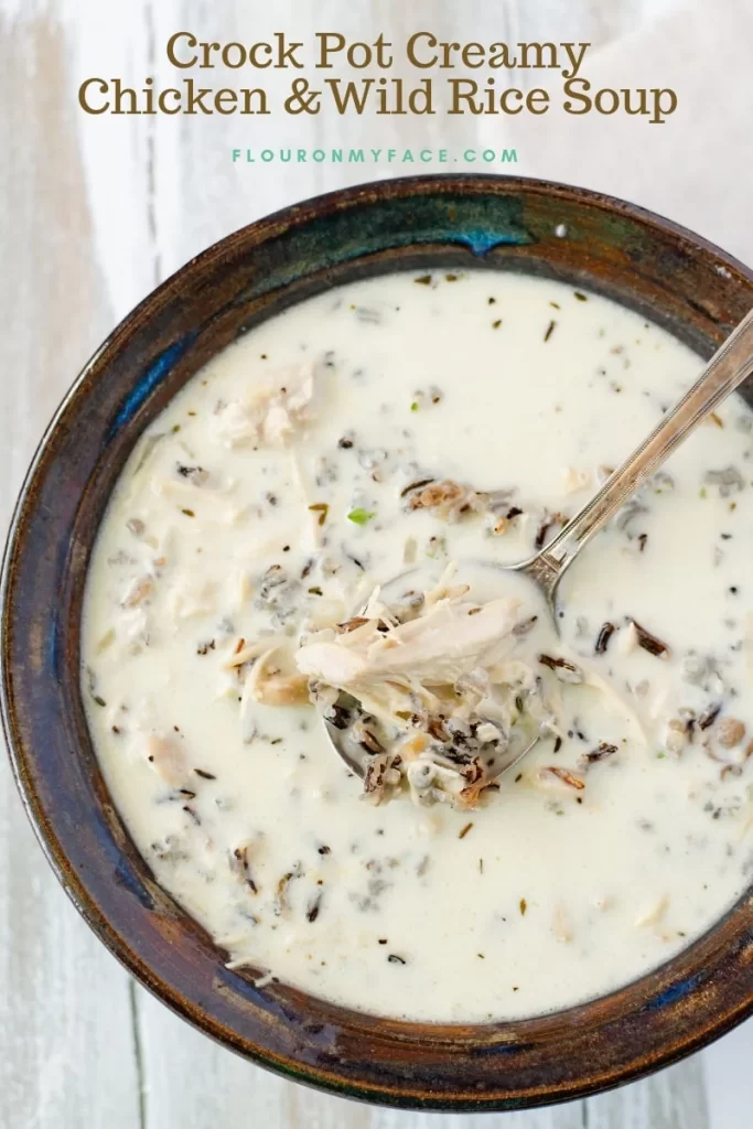 Image with Crock Pot Chicken Wild Rice Soup.